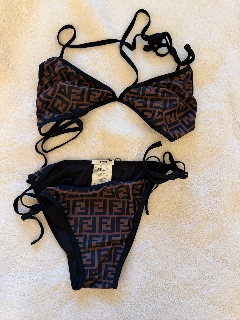 Fendi Monogram Brown & Black Triangle Bikini